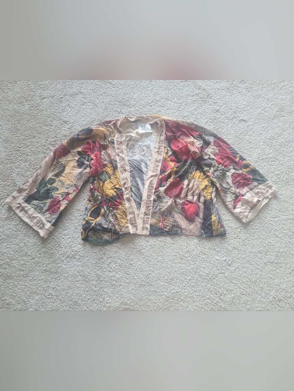 Sheer Floral Open-Front Cardigan - Multicolor Floral